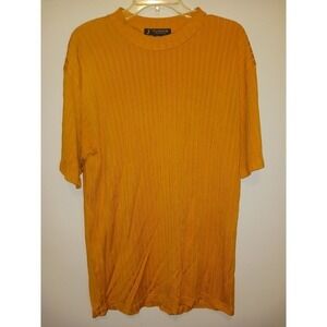 J Harbor Mega‎ Max Mens Short Sleeve Ribbed Knit Yellow Gold Shirt Size XL